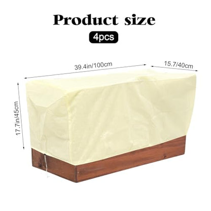 4 Pcs Rectangular Planter Box Cover Freeze Protection, Flower Box Covers Winter Frost Blanket with Drawstring for Outdoor Plants Balcony Windowsill Raised Beds(39.3x17.7x15.7 Inch)