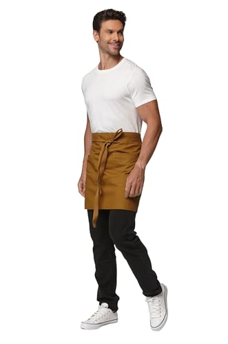 Waist Apron for Men Server Bistro Half 4251BY - color: Ginger, size: 5 Pack