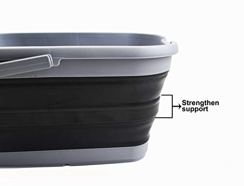SAMMART 12L (3.17 Gallon) Collapsible Rectangular Handy Bucket (1, Grey/Black) - color: Grey/Black