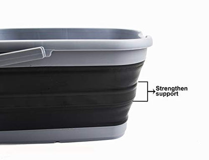 SAMMART 12L (3.17 Gallon) Collapsible Rectangular Handy Bucket (1, Grey/Black) - color: Grey/Black