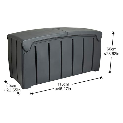 Ward Strata Outdoor Storage Bin, Hinged Lid, Black, 85 Gal