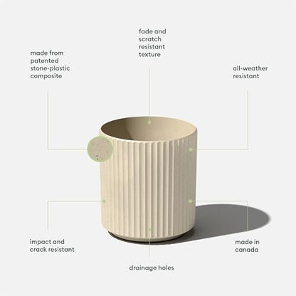 Veradek Demi Series Planter - Large Round Outdoor Planter - color: Sand, size: 12 inch - 2 Pack
