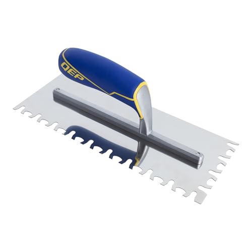 QEP Euro Notch Stainless Steel Trowel with Comfort Grip Handle