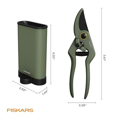 Fiskars 7" Plant Sculpting Bypass Pruners & Holder, 1/2" Cut Capacity