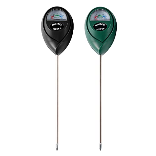 2 Packs Soil Moisture Meter, Plant Water Meter for House Plants, Soil Tester Test Kit Soil for Garden Lawn Farm Indoor & Outdoor Use, No Battery Required (Black & Green) - color: Green & Black