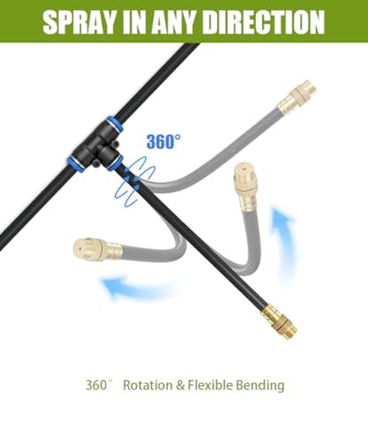 52FT 5/16" Misting Irrigation System for Garden with 20 Adjustable Nozzles - size: Mist 52 FT+20 Nozzles