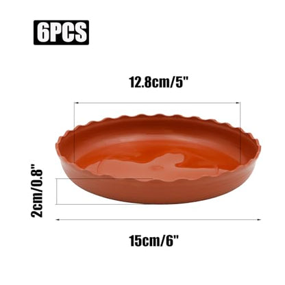 6 Pack Wave Plant Saucer 5 inch, Terracotta Plastic Tray for Pots - color: Terracotta, size: 5"