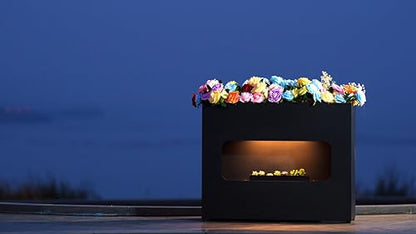 Outdoor Planter Box Metal Black Rectangular - color: Black With Light