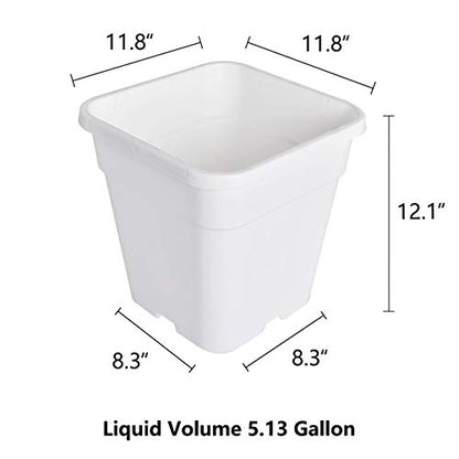 Square Nursery Pots Plant Pots Grow Pots Nursery Container Replacement for Planting Soil Plants 5 Gallon 10Pcs - color: White, size: 5 Gallon