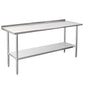 Profeeshaw Stainless Steel Prep Table 24''x72'' Workbench with Backsplash - color: With Backsplash, size: 24''x72''