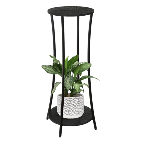 YINMIT Plant Stand Indoor,Round Potted Holder Rack,Flower Pot Stand Shelf,Round Supports Rack,Corner Plant Shelf for Balcony Garden Patio Living Room,Black - color: Black, size: 29.9 In-Height