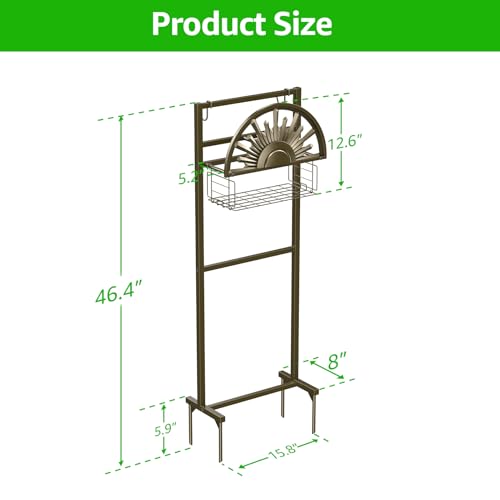 Garden Hose Reel Holder Stand Holds 150ft of 5/8 Hose with 2 Hooks - color: Bronze