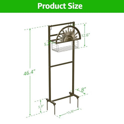 Garden Hose Reel Holder Stand Holds 150ft of 5/8 Hose with 2 Hooks - color: Bronze