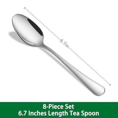 8-Piece 6.7 Inches Stainless Steel Tea Spoon,Durable Dishwasher Safe Teaspoons,Silverware Dessert Spoons For Kitchen,Small Spoons For Restaurant,Hotel - color: Silvera