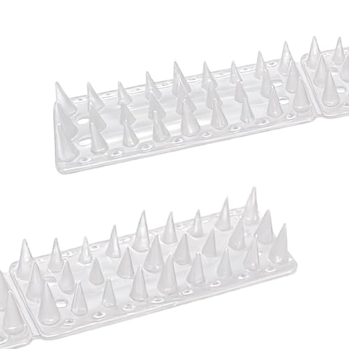 Bird Spikes,Clear 12 Pack,Bird Spikes for Outside to Keep Cats, Raccoons, Squirrels, Pigeons Away, Cat Spikes for Indoor & Outdoor Garden,11.8 Ft,Plastic Spike for Fences - color: Clear, size: 11.8 Feet