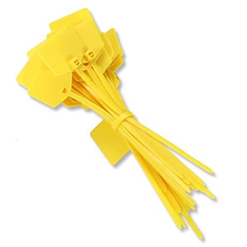 4 in Marker Nylon Cable Ties, Plastic Water Proof Tags, Self-Locking Written-on Cable Marker, Security Seals Label for Cabling, Wire Marking Label, Shipping Hanging Tags - Yellow/ 100pcs - color: Yellow, size: Small