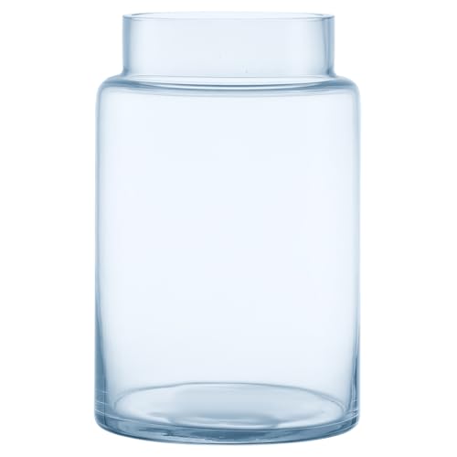 Large Glass Vase, 9 Inch Blue Glass Vase, Large Flower Vases for Bouquet, Tall Wide Mouth Vases for Flowers, Home, Wedding, Living Room, Office Decor - color: Blue, size: 9 Inch