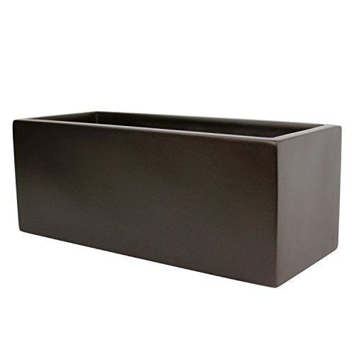 Brisbane Rectangle Fiberglass Planter Box (L:30''xW:10''xH:10'', Metallic Brown) - color: Metallic Brown, size: L:30" x W:10" x H:10"