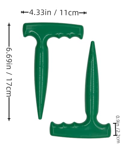 2 Pack Seed Planter Tool, 6.9" Dibber Garden Tool, Plastic Seed Dibbler for Planting, Bulb Digger Garden Planter with Handle for Sowing Seeds, Planting, Bulbs, Digging (Green, 2pcs per Pack)