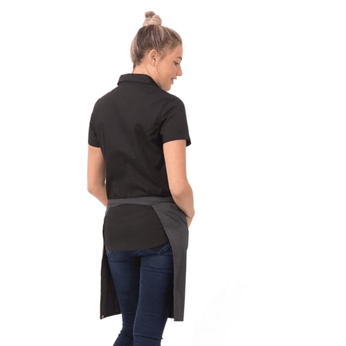 Chef Works Unisex Half Bistro Server Apron - color: Dark Grey Stripe, 1 Pack