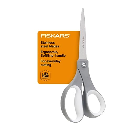 Fiskars 8" SoftGrip Everyday All Purpose Scissors, Office & Crafts, Grey - style: 8" All Purpose