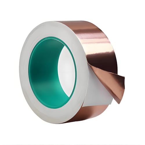 Copper Foil Tape 2Inch x 50 Feet Double Conductive Metal Adhesive Tape for Guitar EMI/RFI Shielding, Grounding, Electrical Repairs, DIY Crafts Decor, Cable Shield, Solder, Duct Insulation Wrap, Garden - size: 2 Inch x 50 Feet