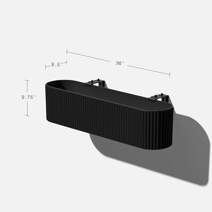 Veradek Demi Series Railing Planter - Round Window Box with Bracket - color: Black, size: 36 inch