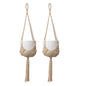 2 Pack Macrame Hanging Planters, Caramel - color: Caramel