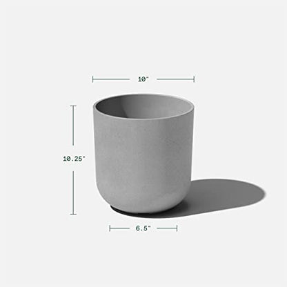 Veradek Mason Series Lima Planter & Drip Tray - Large Round Outdoor Planter - color: Gray, size: 10 inches - 2 Pack with Saucers
