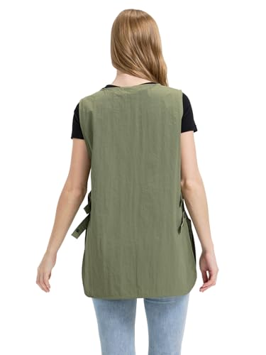 Molaxhome Smock Apron Unisex Waterproof Cobbler Apron with 3 Large Pockets - color: Green