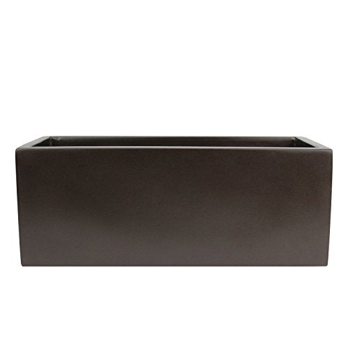 Brisbane Rectangle Fiberglass Planter Box (L:30''xW:10''xH:10'', Metallic Brown) - color: Metallic Brown, size: L:30" x W:10" x H:10"