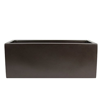 Brisbane Rectangle Fiberglass Planter Box (L:30''xW:10''xH:10'', Metallic Brown) - color: Metallic Brown, size: L:30" x W:10" x H:10"