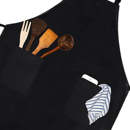 Homsolver 2 Pack Waterproof Dishwasher Rubber Adjustable Apron for Unisex - color: Black With Pockets