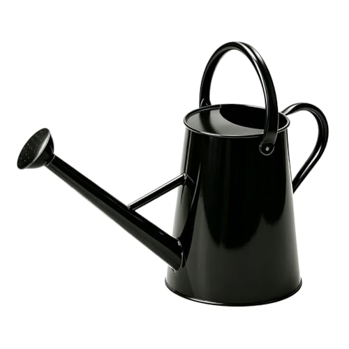 1.5 Gallon Metal Watering Can for Outdoor Plants, Large Watering Can, Black - color: Black