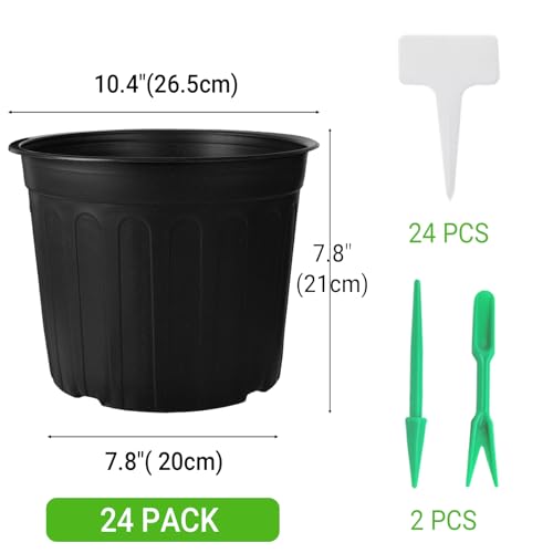 24 Pack 3 Gallon Nursery Pots Thickened Soft Black Plastic Plant Pots - size: 3Gallon(24pack)