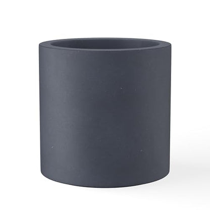Kante Small Round Cylinder Charcoal Concrete Planter 9.8" Tall, Outdoor - color: Charcoal, size: 9.8" Dia