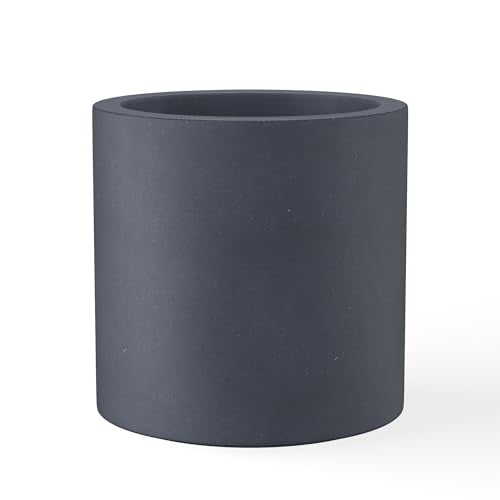 Kante Large Round Cylinder Charcoal Concrete Planter 15.8" Tall, Outdoor - color: Charcoal, size: 15.7" Dia