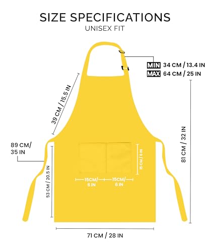 Utopia Kitchen Bib Aprons 2 Pack Adjustable With 2 Pockets - color: Yellow