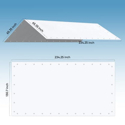 Quictent 10x20 ft Carport Replacement Tarp Canopy Top Cover with Bungee Balls - color: White