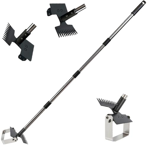 Weed Puller Tool Garden Hoe Rake, 3-in-1 Heavy Duty Weeding Tool - size: 11 Tine X Large