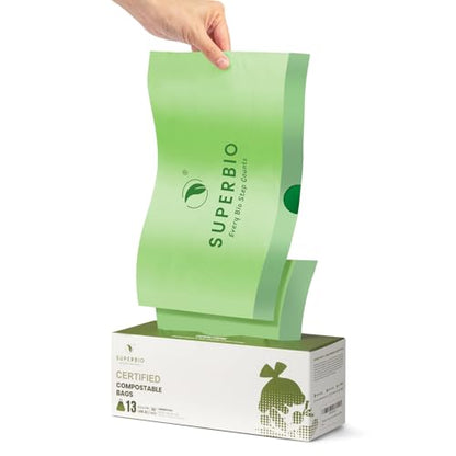 SUPERBIO 13 Gallon Compostable Drawstring Kitchen Waste Bag, 30 Count - style: 13 gallon,30 count