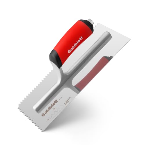 Goldblatt 1/4'' x 3/16'' V-Notch Tile Trowel, 11'' x 4.5'' - size: V 1/4 x 3/16