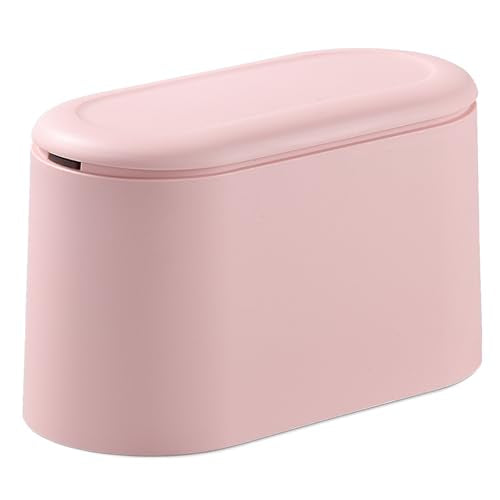 SUBEKYU Mini Trash Can with Lid,Small Desktop Trash Can,Pink 0.5 Gal - color: Pink 0.5 Gal with Lid