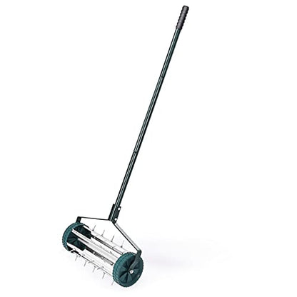 GYMAX Lawn Aerator, Rolling Aerator with Anti-Slip Handle & Tine Spikes, Push Plugger Aerator for Garden, Backyard Maintenance, Soil Grass Manual Aerator Tool (Basic) - style: Basic
