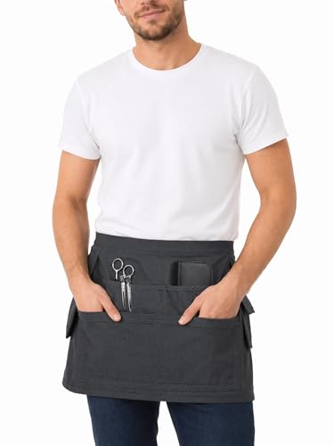 Molaxhome Waist Tool Apron with Multi-Pocket Adjustable Belt for Gardening - color: Grey