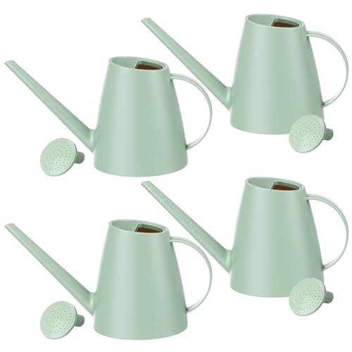 4 Pack Watering Can for Indoor Plants, 1.8L/60oz Small Plastic Water Cans with Long Spout, Lightweight Pitcher for House Plants, Garden Flowers, Mint Green
