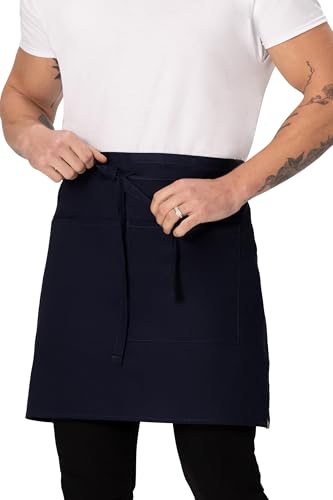 Chef Works Unisex Half Bistro Server Apron - color: Navy, 1 Pack