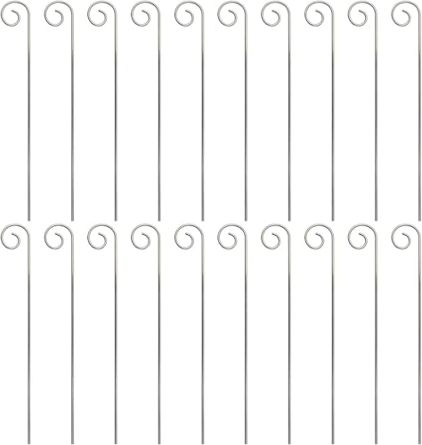 20 Pcs Silver Garden Plant Label Hooks, Markers Stake, Plant Sign Stake Rustproof Deformed Garden Plant Sign Hooks Hanging Rods for Flower, Planter,Plant Support Garden Stakes (20cm)