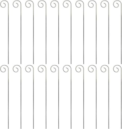 20Pcs Silver Planter Plant Label Hooks Garden Markers Stake Label Holder Hanger Garden Plant Sign Stake Rustproof Deformed Sign Hooks Container Accessories (20cm)