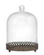 Twakutwku 12" Tall Large Sturdy Handmade Glass Cloche Dome with Metal Base in Rustic Brown for Plant, Terrarium, Collectibles, Candle. Cloche Glass Dome, Bell Jar Display Case (Brown, 12") - color: Brown, size: 12"